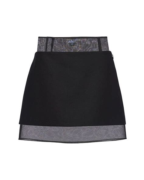 Black Wool Miniskirt With Crinoline 